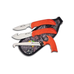 Outdoor Edge WG-10C Outdoor Edge Wildguide (3 Piece Caping Knife Gut-Hook Skinner And T-Handle Saw With Nylon Mossy Oak Sheath) - Clam