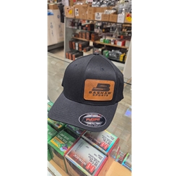 BLACKPATCHL/XL Bashaw Sports Flexfit Black Hat with Leather Patch - L/XL