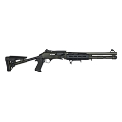 Federation Firearms SA-4 Competition, 12ga 3" semi-automatic shotgun, dual-piston gas system, adjustable synthetic stock, aluminum M-LOK handguard, 18.7" ported barrel, angled foregrip, shell holder, picatinny barrel band, ghost ring sights, 5 extended chokes, distressed bronze OD Green. Made in Turkey, non-restricted in Canada