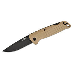SOG Adventurer LB Lockback Folding Knife 3" Black PVD Drop Point Blade, FDE Flat Dark Earth GRN Handles - 13-11-05-43