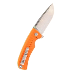 SOG Tellus FLK Flipper Knife 3.65" CRYO 440C Stonewashed Clip Point, Blaze Orange GRN Handles, Frame Lock - 14-06-03-43
