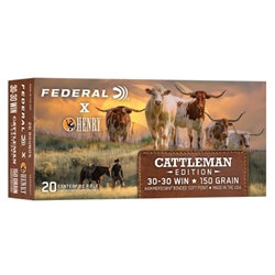 FEDERAL LG3030CATT Federal Premium Henry Cattleman Edition HammerDown 30-30 Winchester Ammo 150 Grain Bonded Jacketed Soft Point Box of 20