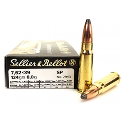 Sellier & Bellot 2943 7.62X39 -124gr-SP Rifle Ammunition