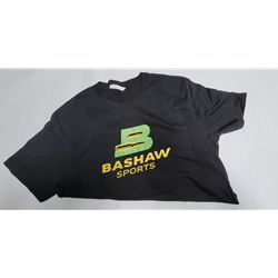 BPG TSH-BLK-XS Black with Green and Gold Bashaw Sports Logo