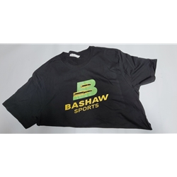 BPG TSH-BLK-4XL Black with Green and Gold Bashaw Sports Logo - 4XL