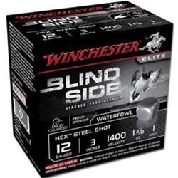 Winchester Ammunition SBS123HV6 Winchester Blind Side High Velocity -Lead Free Shot- Hex Steel Shot 12ga-3"-6 Shot-1 1/8 oz