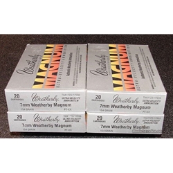 7MM WEATHERBY MAGNUM Weatherby 7mm Magnum 154grain Ultra velocity Ammunition. 20 per box