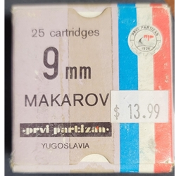 ISS4495 PPU (Prvi Partizan) 9MM Makarov 108GR FMJ 25 RD