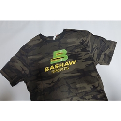 BPG TSH-3XL-BCAMO Black and Grey Camo with Green and Gold Bashaw Sports Logo - 3XL
