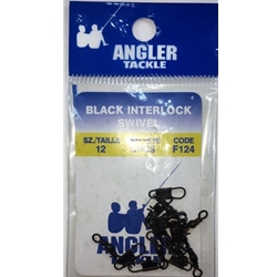 Angler Tackle F124-12 Black Interlock Swivel Size 12 Quantity of 8