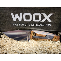 BU.KNF030.02 WOOX BAD BOY Drop Point (EDC) Fixed Blade Tiger Wood Bashaw Sports Logo Engraved