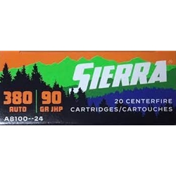 Sierra Bullets  A8100--24 : SIERRA SPORTS MASTER 380 AUTO, 90 GR JHP 20PK