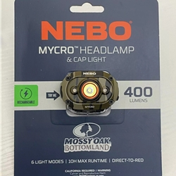NEBO NEB-HLP-1004 MYCRO 400 Headlamp & Cap Light-Mossyoak Bottomland Camo