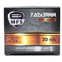 MFS76239 RUAG 7.62X39 124GR FMJ - 20 Round Box - Brass Cased